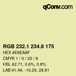 Color code: RGB 232.1 234.8 175 | qconv.com