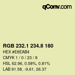 Color code: RGB 232.1 234.8 180 | qconv.com