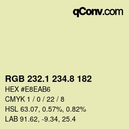 カラーコード: RGB 232.1 234.8 182 | qconv.com