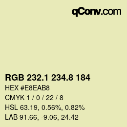 カラーコード: RGB 232.1 234.8 184 | qconv.com