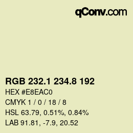 Color code: RGB 232.1 234.8 192 | qconv.com