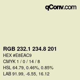 Color code: RGB 232.1 234.8 201 | qconv.com