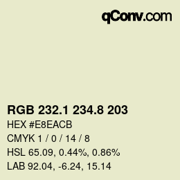 Color code: RGB 232.1 234.8 203 | qconv.com