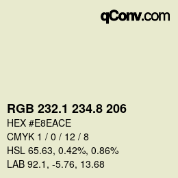 Color code: RGB 232.1 234.8 206 | qconv.com