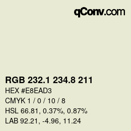 Code couleur: RGB 232.1 234.8 211 | qconv.com