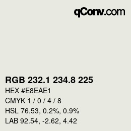 Color code: RGB 232.1 234.8 225 | qconv.com