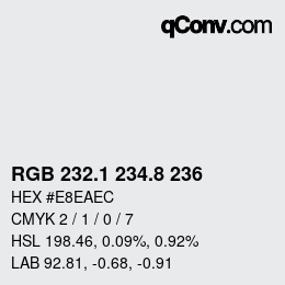 Color code: RGB 232.1 234.8 236 | qconv.com