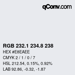 Color code: RGB 232.1 234.8 238 | qconv.com