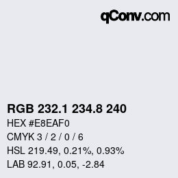 Color code: RGB 232.1 234.8 240 | qconv.com