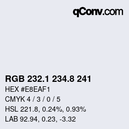 Color code: RGB 232.1 234.8 241 | qconv.com