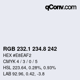 Color code: RGB 232.1 234.8 242 | qconv.com