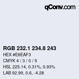 Color code: RGB 232.1 234.8 243 | qconv.com