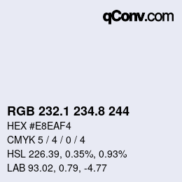 Color code: RGB 232.1 234.8 244 | qconv.com