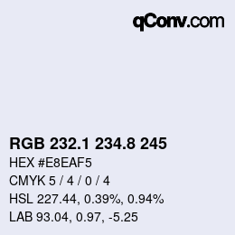 Color code: RGB 232.1 234.8 245 | qconv.com