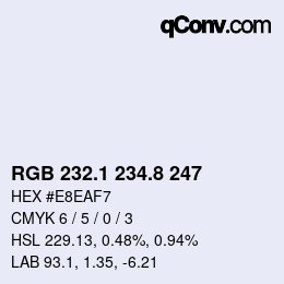 Código de color: RGB 232.1 234.8 247 | qconv.com