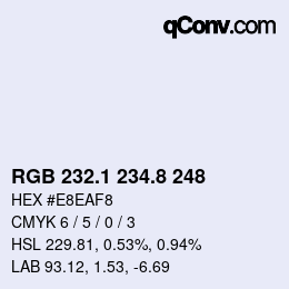 Color code: RGB 232.1 234.8 248 | qconv.com
