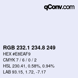 Color code: RGB 232.1 234.8 249 | qconv.com