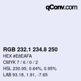 Color code: RGB 232.1 234.8 250 | qconv.com