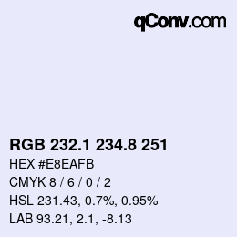 Color code: RGB 232.1 234.8 251 | qconv.com