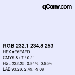 Farbcode: RGB 232.1 234.8 253 | qconv.com