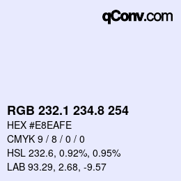 Color code: RGB 232.1 234.8 254 | qconv.com
