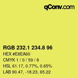 カラーコード: RGB 232.1 234.8 96 | qconv.com