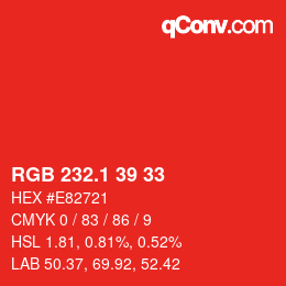 カラーコード: RGB 232.1 39 33 | qconv.com