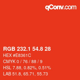 Color code: RGB 232.1 54.8 28 | qconv.com