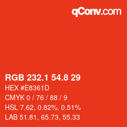 カラーコード: RGB 232.1 54.8 29 | qconv.com