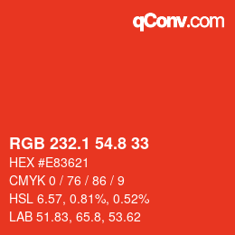 Color code: RGB 232.1 54.8 33 | qconv.com