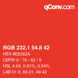 Color code: RGB 232.1 54.8 42 | qconv.com