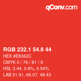 カラーコード: RGB 232.1 54.8 44 | qconv.com