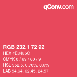 カラーコード: RGB 232.1 72 92 | qconv.com