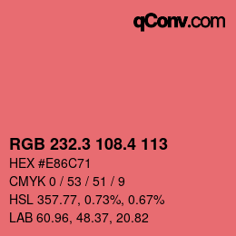 カラーコード: RGB 232.3 108.4 113 | qconv.com