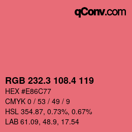 カラーコード: RGB 232.3 108.4 119 | qconv.com