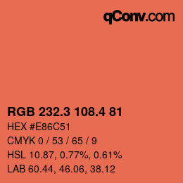 カラーコード: RGB 232.3 108.4 81 | qconv.com