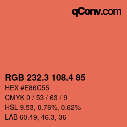 カラーコード: RGB 232.3 108.4 85 | qconv.com