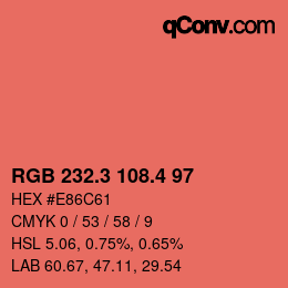 カラーコード: RGB 232.3 108.4 97 | qconv.com
