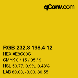 カラーコード: RGB 232.3 198.4 12 | qconv.com