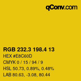 カラーコード: RGB 232.3 198.4 13 | qconv.com