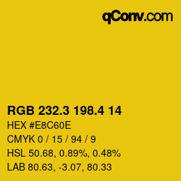 カラーコード: RGB 232.3 198.4 14 | qconv.com