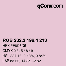 カラーコード: RGB 232.3 198.4 213 | qconv.com