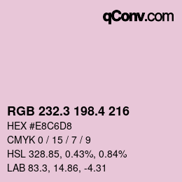 カラーコード: RGB 232.3 198.4 216 | qconv.com
