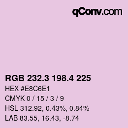 カラーコード: RGB 232.3 198.4 225 | qconv.com