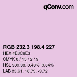 カラーコード: RGB 232.3 198.4 227 | qconv.com