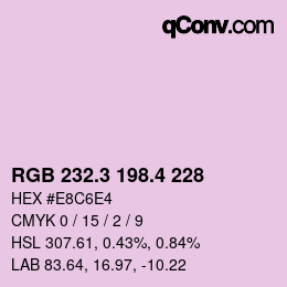 カラーコード: RGB 232.3 198.4 228 | qconv.com