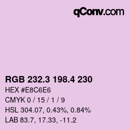 カラーコード: RGB 232.3 198.4 230 | qconv.com