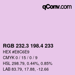 カラーコード: RGB 232.3 198.4 233 | qconv.com