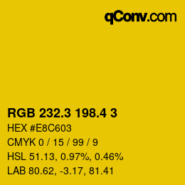 カラーコード: RGB 232.3 198.4 3 | qconv.com