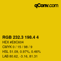カラーコード: RGB 232.3 198.4 4 | qconv.com